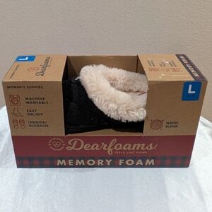 New Dearfoams Women's Memory Foam Indoor Outdoor Wool Blend Slippers Size 9-10 L